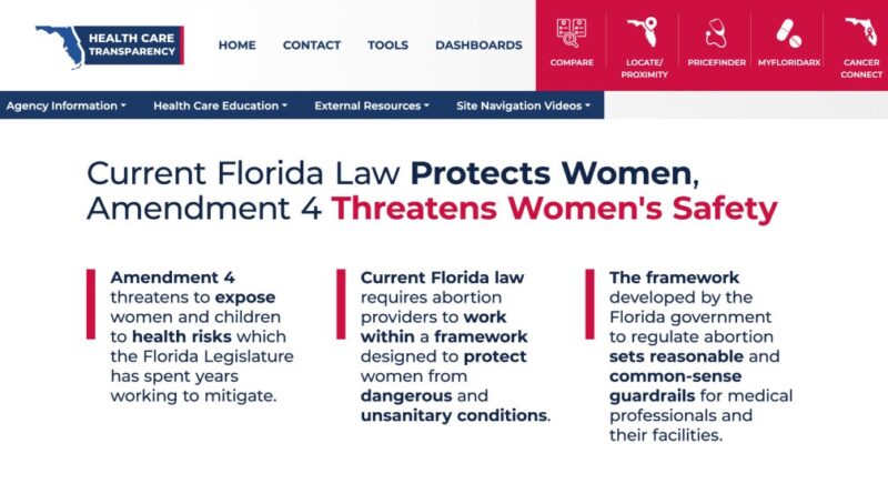 Critics denounce the Florida Amendment 4 website as illegal 'taxpayer-funded political advertising'.